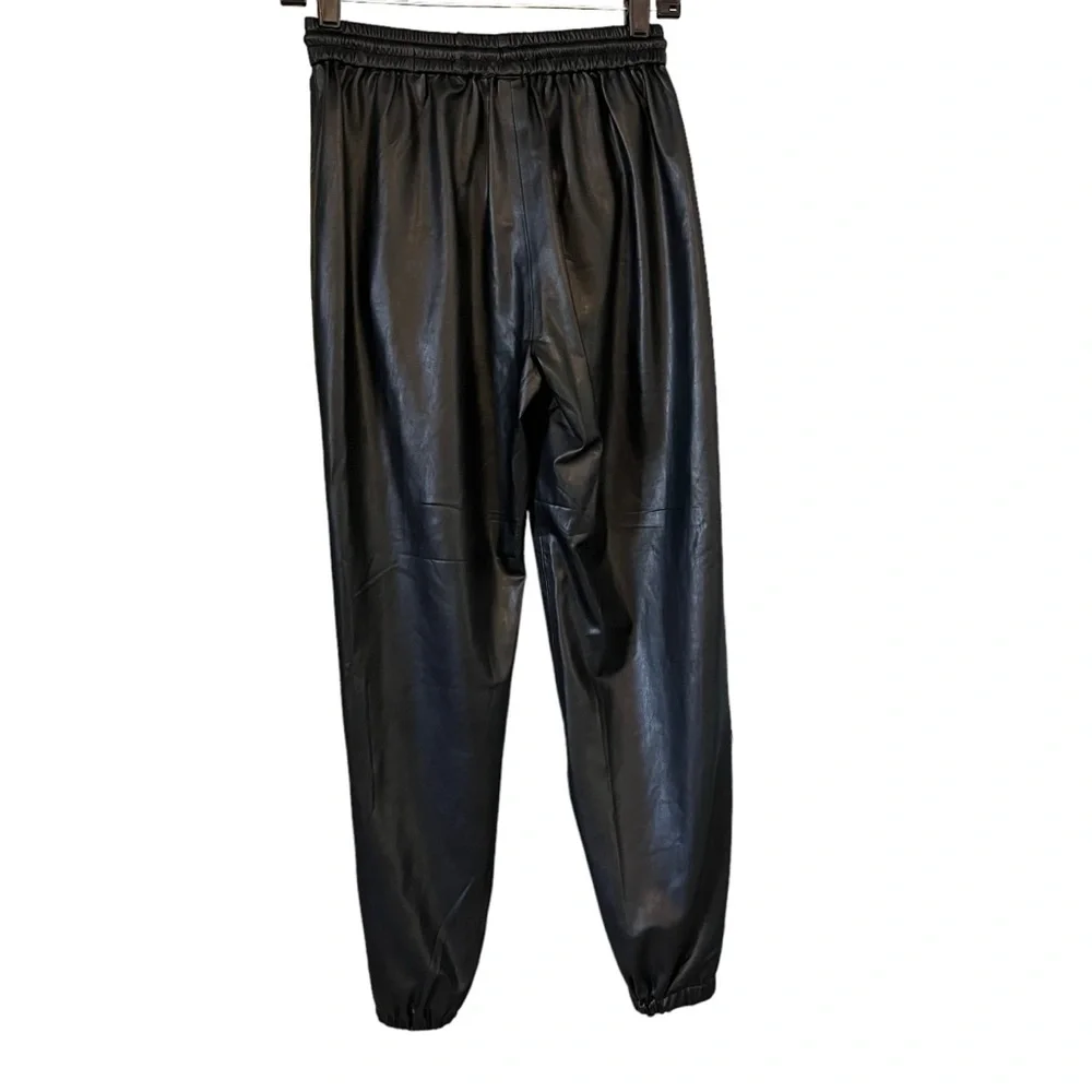NWT, BLANK NYC Black Faux Leather Jogger Pants Drawstring, Sz 26 - Picture 3 of 15